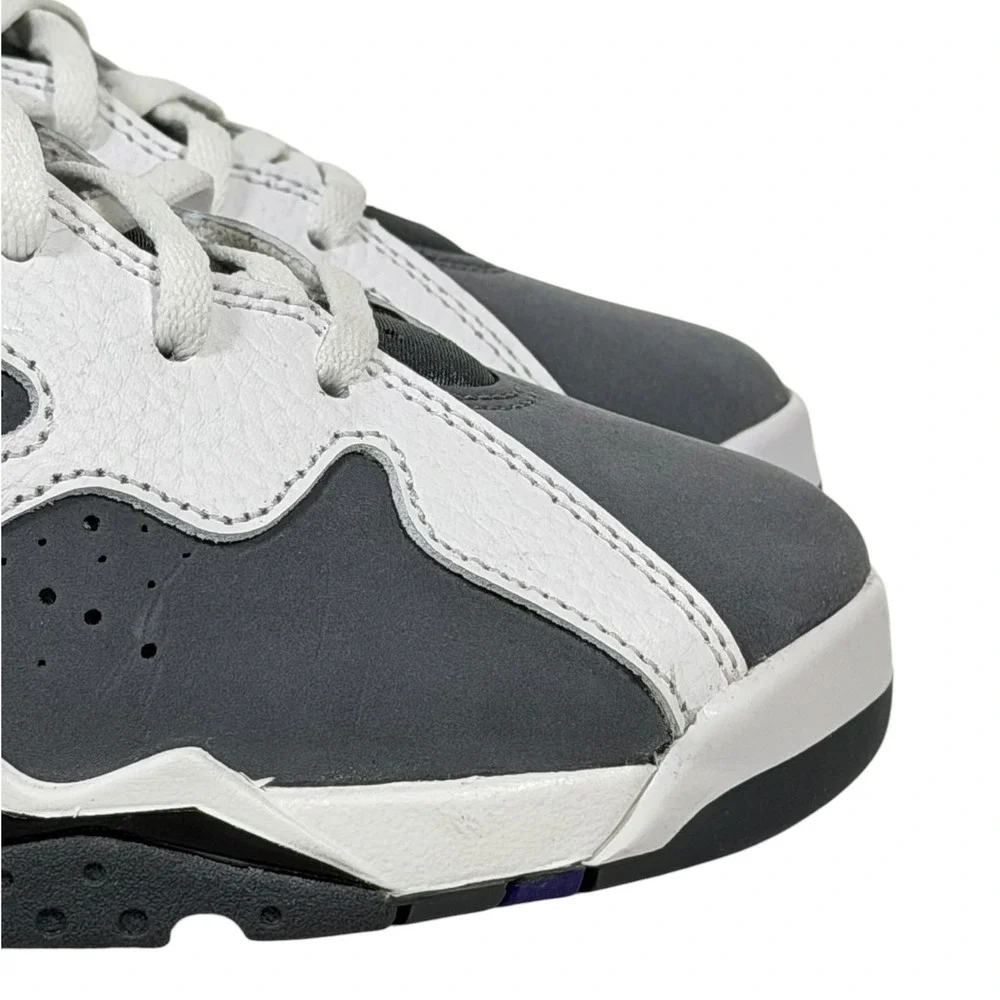 Air Jordan 7 Retro BG Flint 2021 White Varsity Purple Grey 7Y Men's 7 DJ2777-100